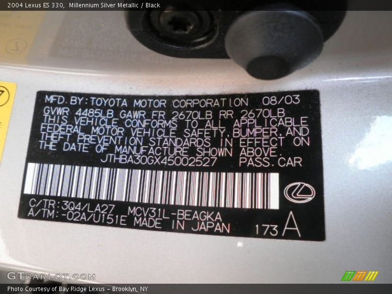 Millennium Silver Metallic / Black 2004 Lexus ES 330
