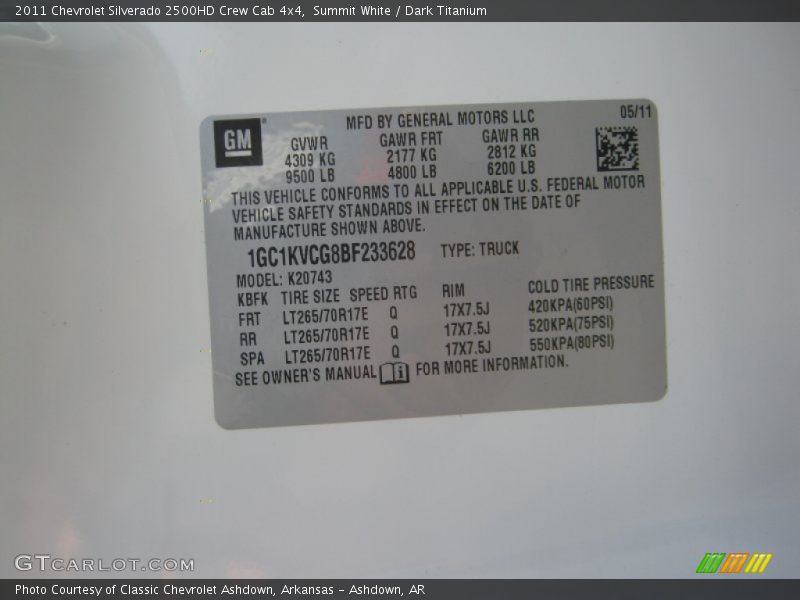 Summit White / Dark Titanium 2011 Chevrolet Silverado 2500HD Crew Cab 4x4