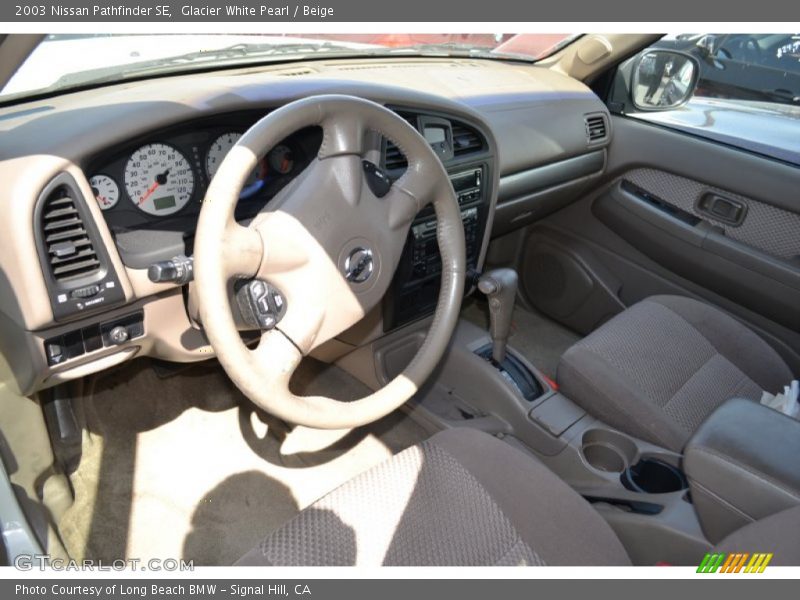 Glacier White Pearl / Beige 2003 Nissan Pathfinder SE