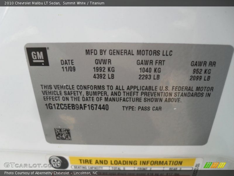 Summit White / Titanium 2010 Chevrolet Malibu LT Sedan