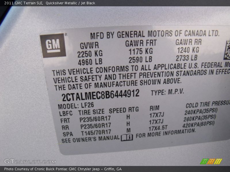 Quicksilver Metallic / Jet Black 2011 GMC Terrain SLE