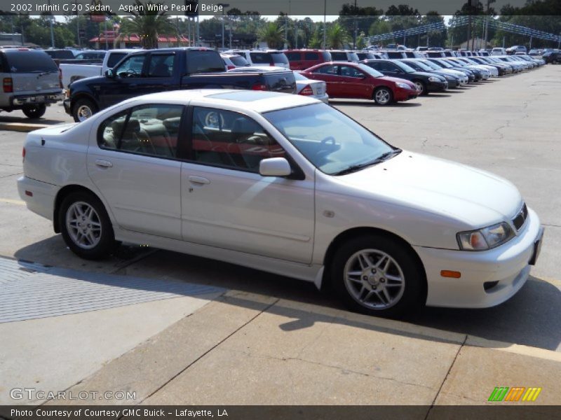 Aspen White Pearl / Beige 2002 Infiniti G 20 Sedan