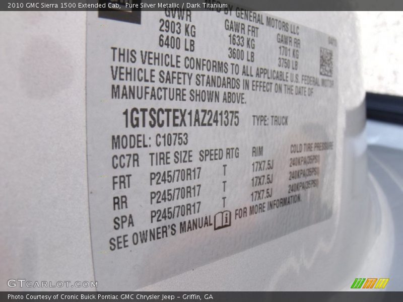Pure Silver Metallic / Dark Titanium 2010 GMC Sierra 1500 Extended Cab