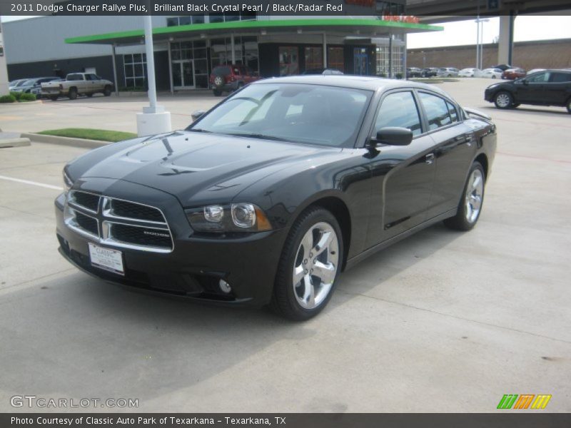 Brilliant Black Crystal Pearl / Black/Radar Red 2011 Dodge Charger Rallye Plus