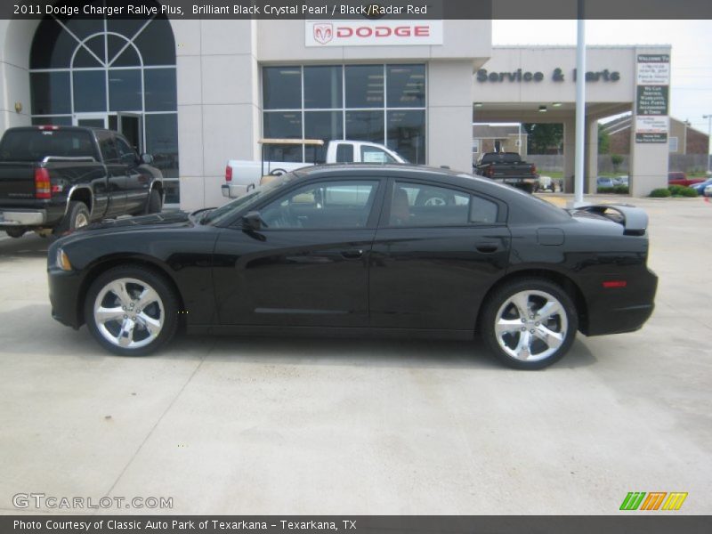 Brilliant Black Crystal Pearl / Black/Radar Red 2011 Dodge Charger Rallye Plus