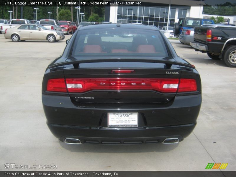 Brilliant Black Crystal Pearl / Black/Radar Red 2011 Dodge Charger Rallye Plus