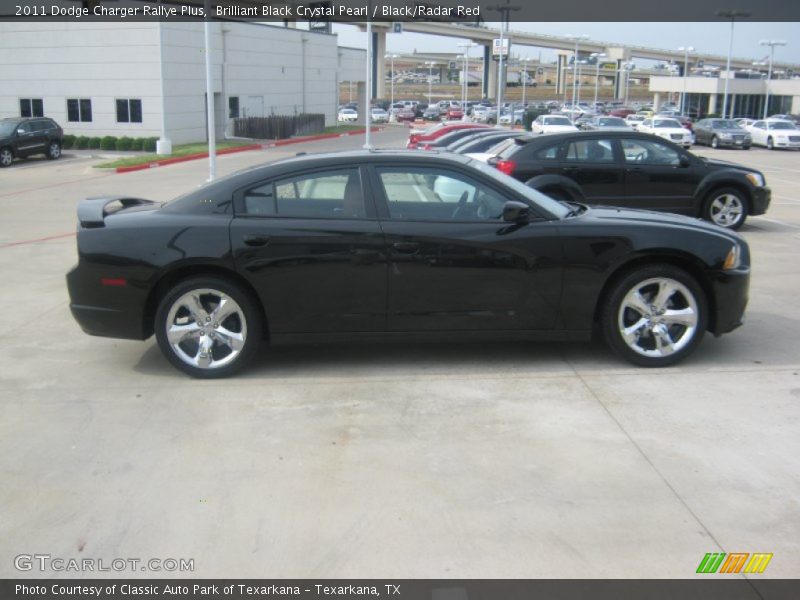 Brilliant Black Crystal Pearl / Black/Radar Red 2011 Dodge Charger Rallye Plus