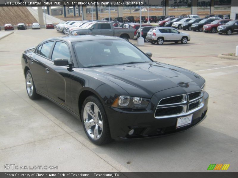 Brilliant Black Crystal Pearl / Black/Radar Red 2011 Dodge Charger Rallye Plus