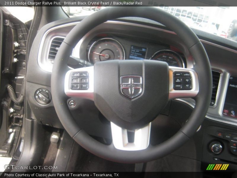 Brilliant Black Crystal Pearl / Black/Radar Red 2011 Dodge Charger Rallye Plus