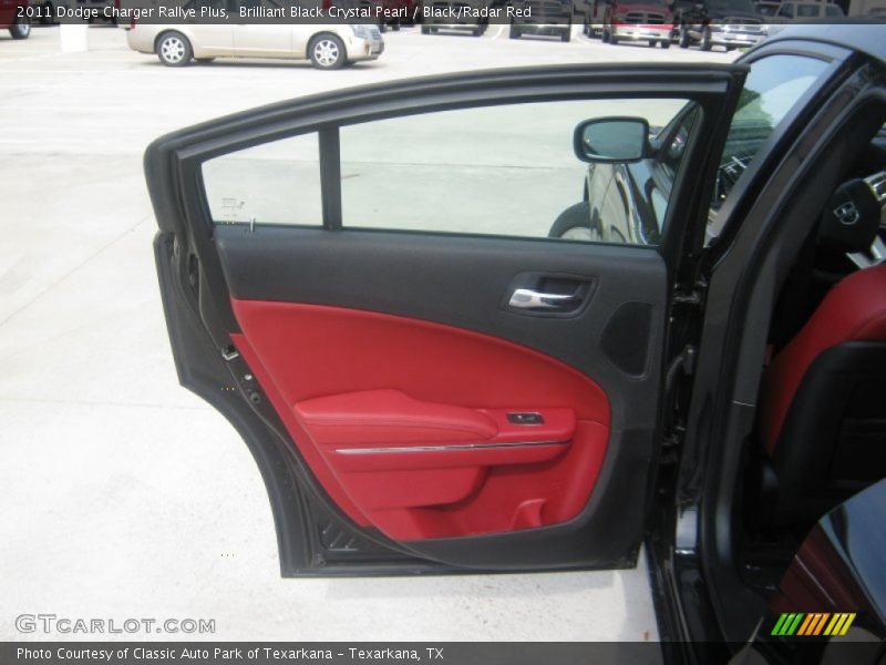 Brilliant Black Crystal Pearl / Black/Radar Red 2011 Dodge Charger Rallye Plus