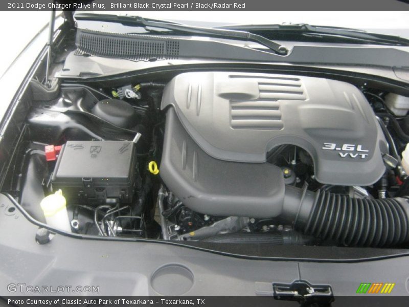 Brilliant Black Crystal Pearl / Black/Radar Red 2011 Dodge Charger Rallye Plus