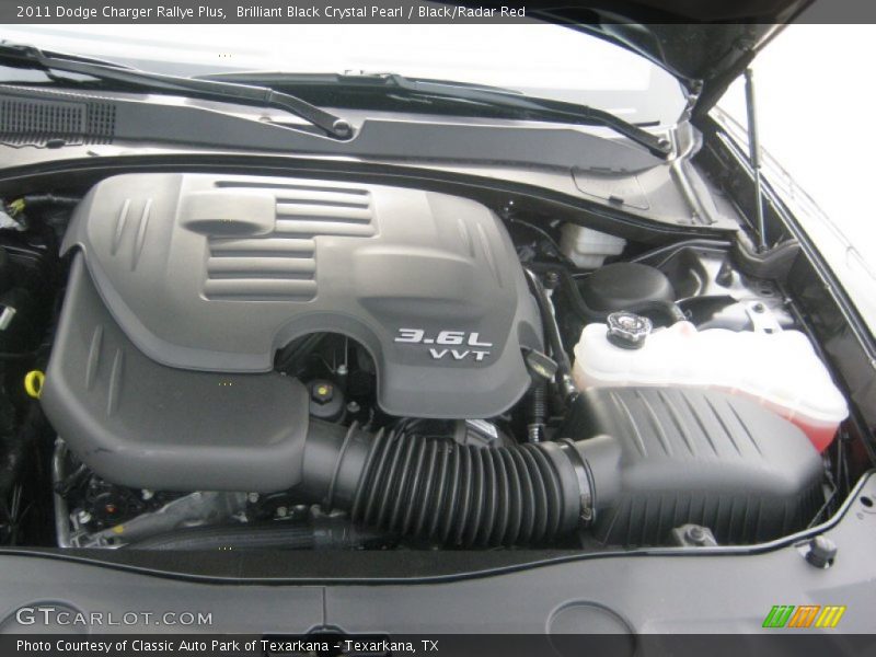 Brilliant Black Crystal Pearl / Black/Radar Red 2011 Dodge Charger Rallye Plus