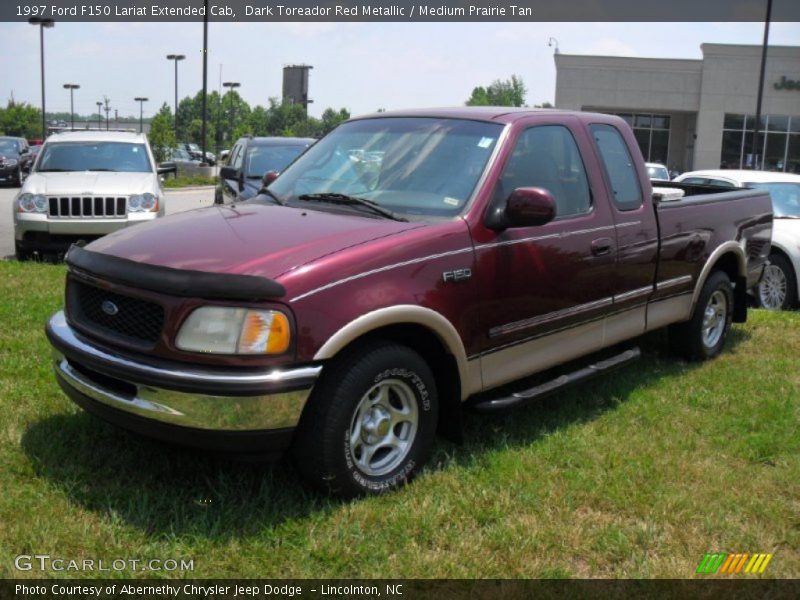 Dark Toreador Red Metallic / Medium Prairie Tan 1997 Ford F150 Lariat Extended Cab