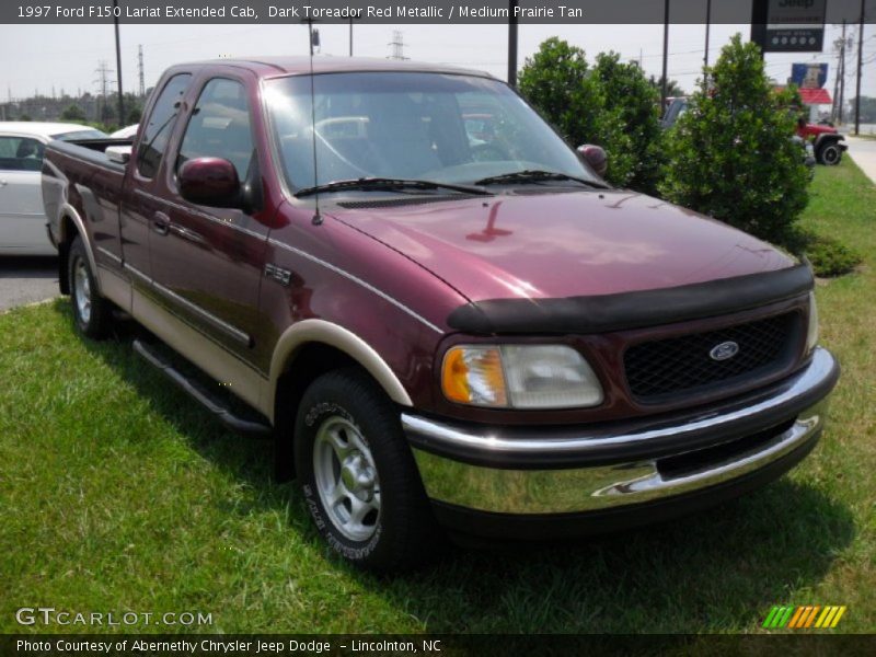 Dark Toreador Red Metallic / Medium Prairie Tan 1997 Ford F150 Lariat Extended Cab
