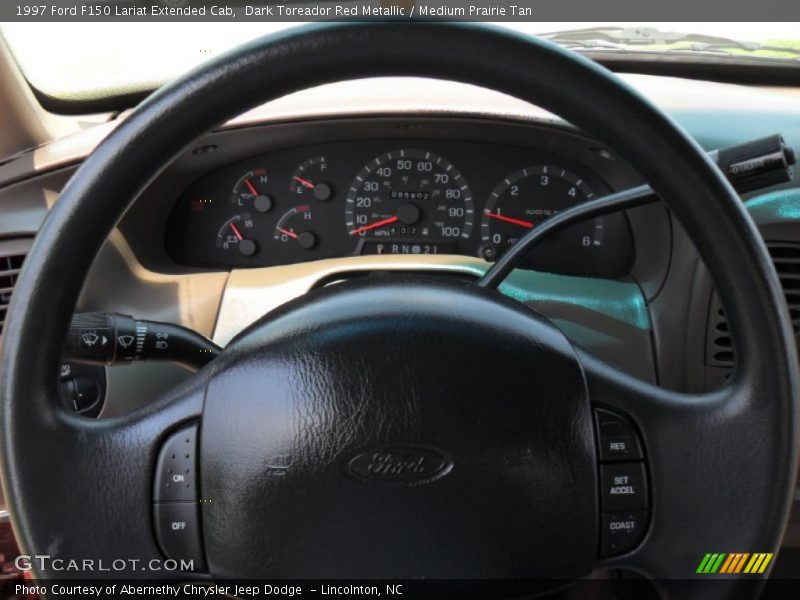 Dark Toreador Red Metallic / Medium Prairie Tan 1997 Ford F150 Lariat Extended Cab