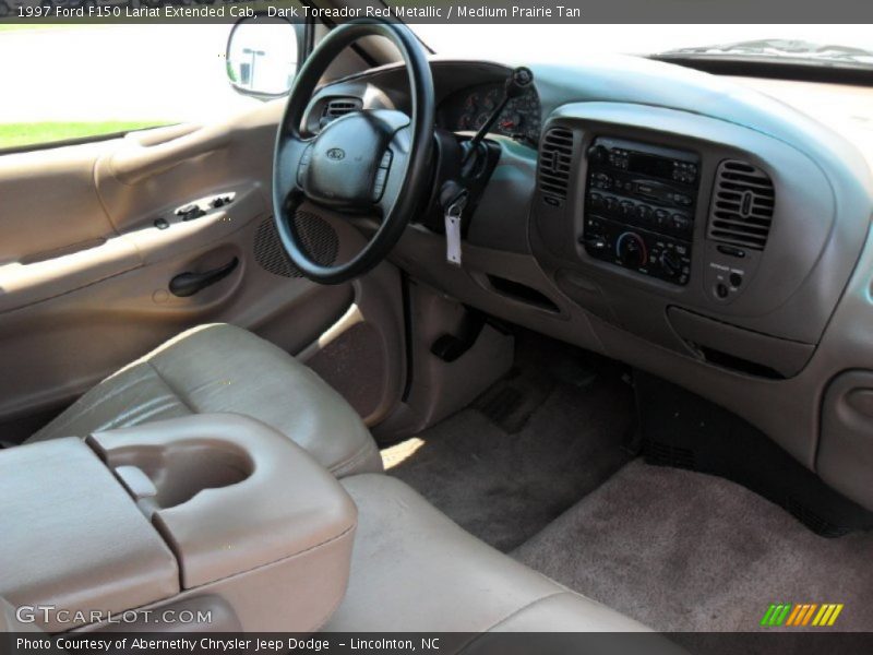 Dark Toreador Red Metallic / Medium Prairie Tan 1997 Ford F150 Lariat Extended Cab