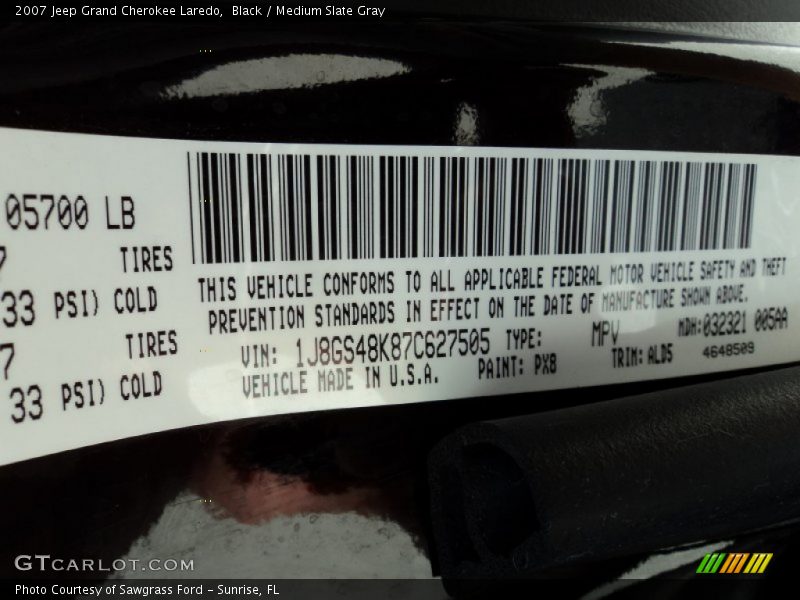 Black / Medium Slate Gray 2007 Jeep Grand Cherokee Laredo