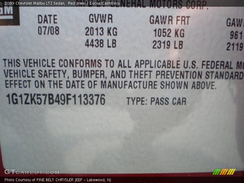 Red Jewel / Cocoa/Cashmere 2009 Chevrolet Malibu LTZ Sedan