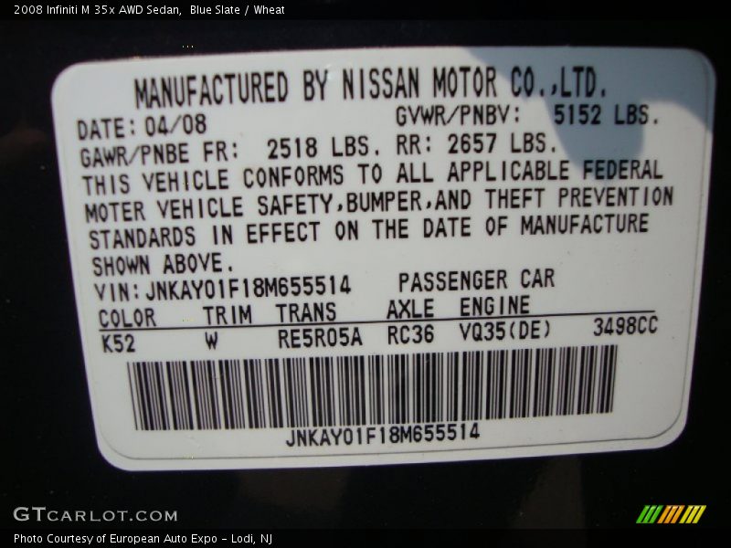 Blue Slate / Wheat 2008 Infiniti M 35x AWD Sedan