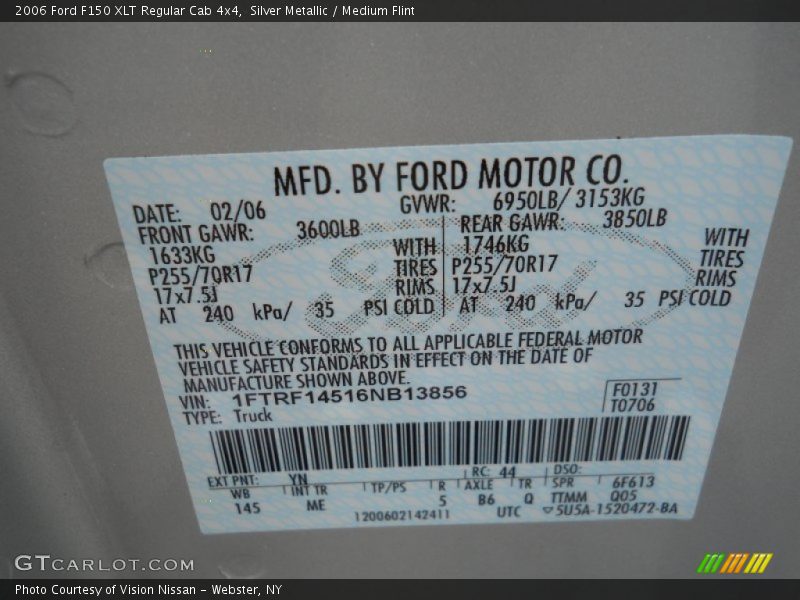Silver Metallic / Medium Flint 2006 Ford F150 XLT Regular Cab 4x4