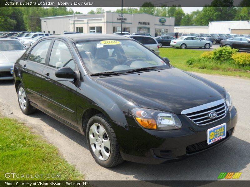 Ebony Black / Gray 2009 Kia Spectra EX Sedan