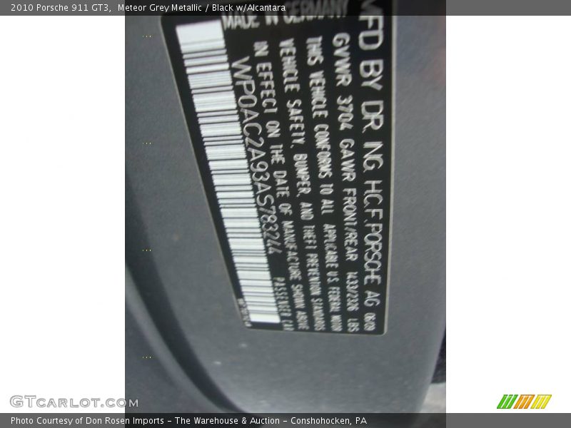 Meteor Grey Metallic / Black w/Alcantara 2010 Porsche 911 GT3