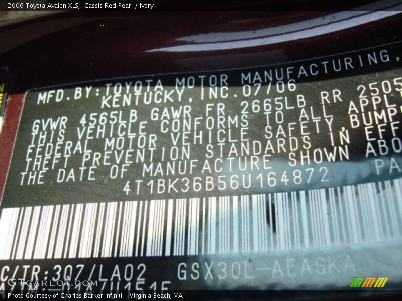 Cassis Red Pearl / Ivory 2006 Toyota Avalon XLS