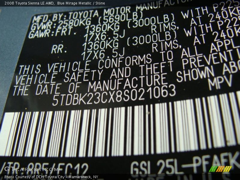 Blue Mirage Metallic / Stone 2008 Toyota Sienna LE AWD