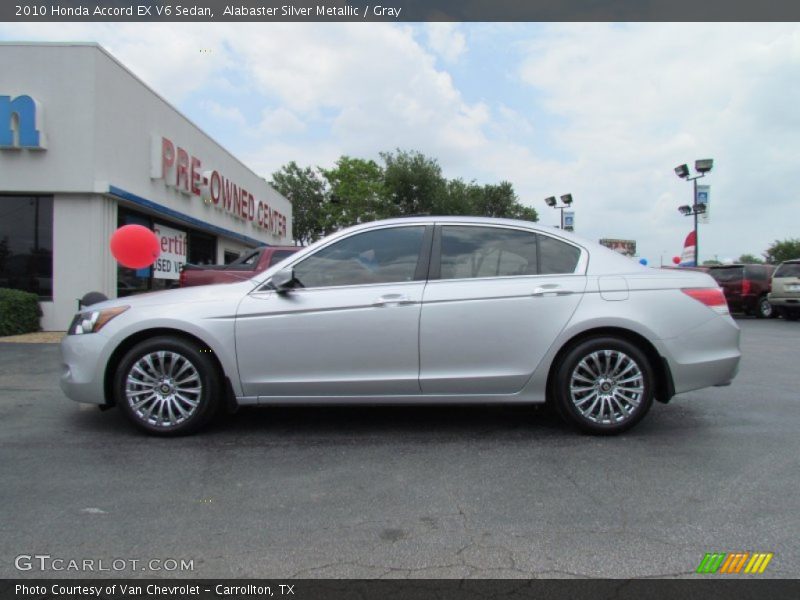 Alabaster Silver Metallic / Gray 2010 Honda Accord EX V6 Sedan