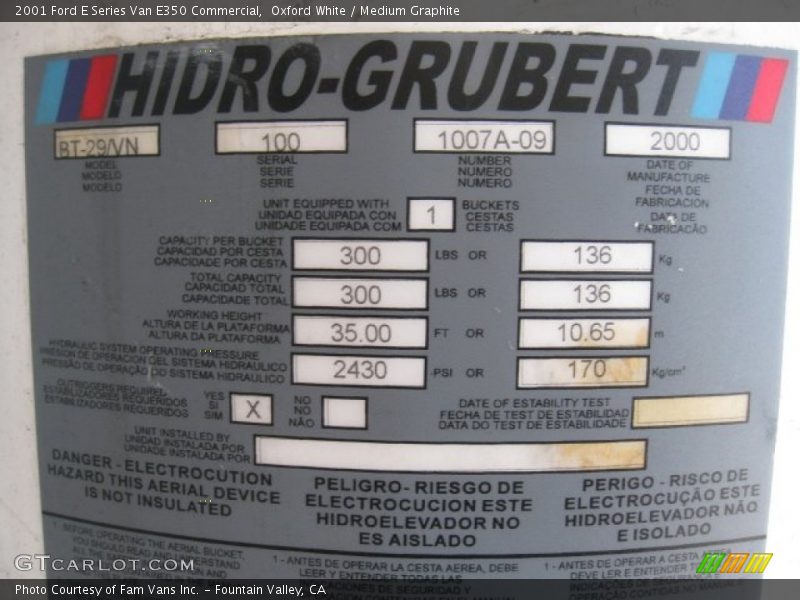 Oxford White / Medium Graphite 2001 Ford E Series Van E350 Commercial