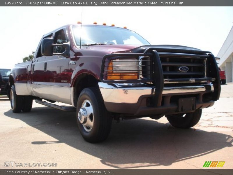Dark Toreador Red Metallic / Medium Prairie Tan 1999 Ford F350 Super Duty XLT Crew Cab 4x4 Dually