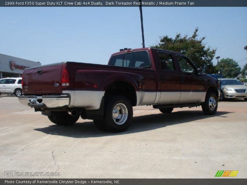 Dark Toreador Red Metallic / Medium Prairie Tan 1999 Ford F350 Super Duty XLT Crew Cab 4x4 Dually