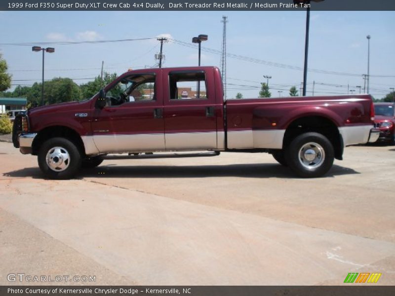 Dark Toreador Red Metallic / Medium Prairie Tan 1999 Ford F350 Super Duty XLT Crew Cab 4x4 Dually