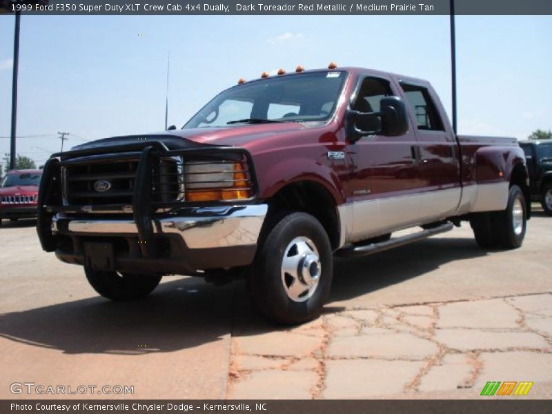 Dark Toreador Red Metallic / Medium Prairie Tan 1999 Ford F350 Super Duty XLT Crew Cab 4x4 Dually