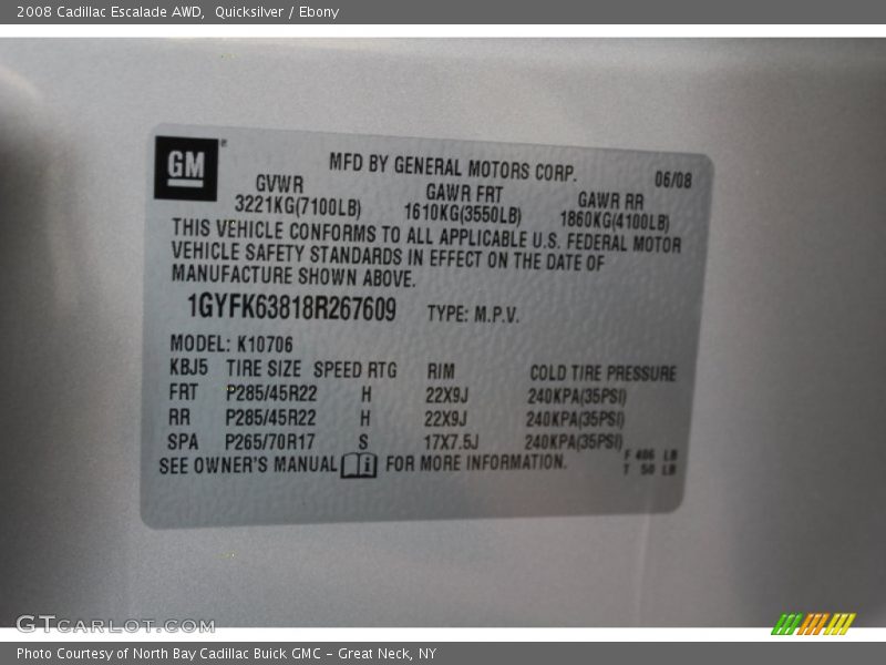 Quicksilver / Ebony 2008 Cadillac Escalade AWD