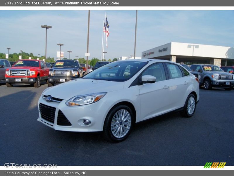 White Platinum Tricoat Metallic / Stone 2012 Ford Focus SEL Sedan