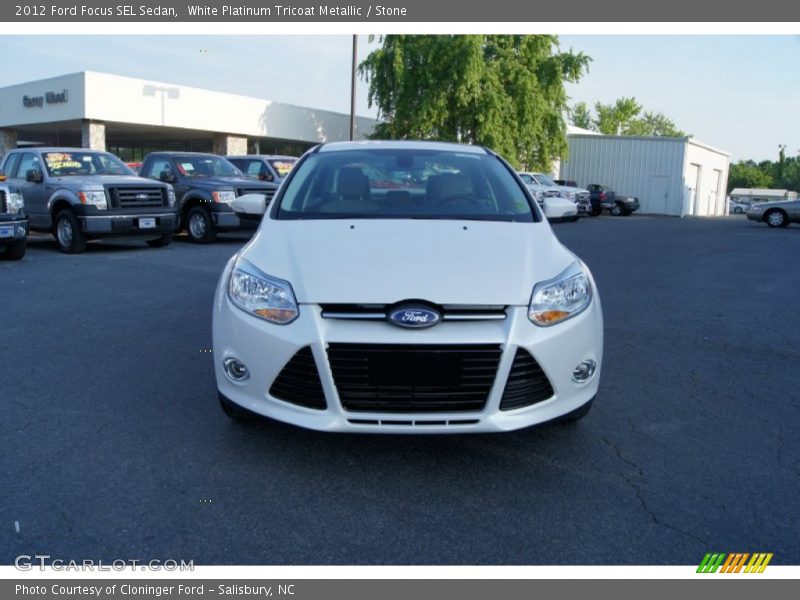 White Platinum Tricoat Metallic / Stone 2012 Ford Focus SEL Sedan