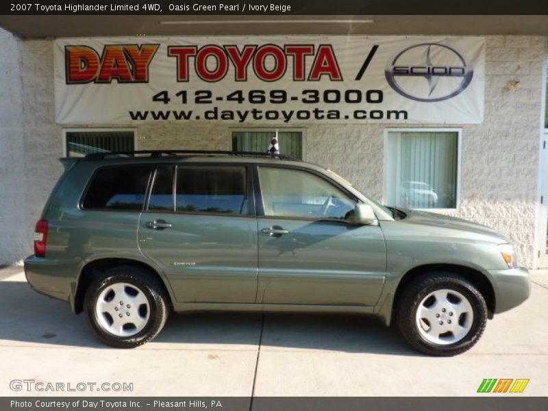 Oasis Green Pearl / Ivory Beige 2007 Toyota Highlander Limited 4WD