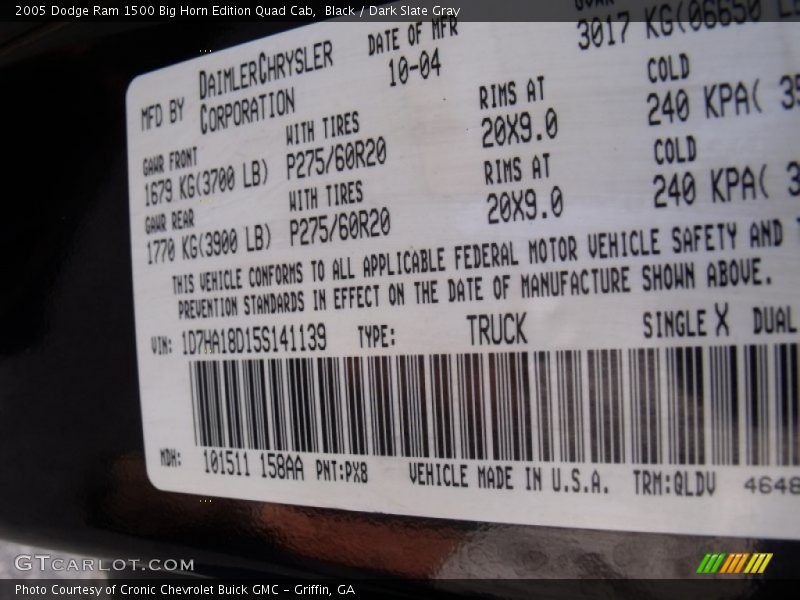 Black / Dark Slate Gray 2005 Dodge Ram 1500 Big Horn Edition Quad Cab