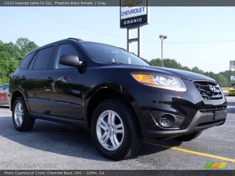 Phantom Black Metallic / Gray 2010 Hyundai Santa Fe GLS