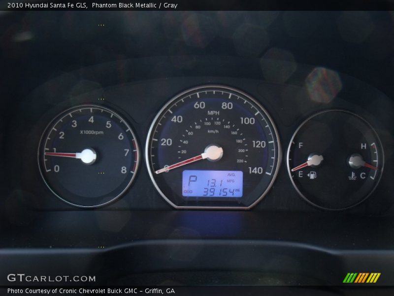 Phantom Black Metallic / Gray 2010 Hyundai Santa Fe GLS