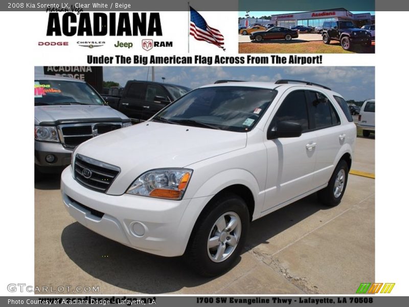 Clear White / Beige 2008 Kia Sorento LX