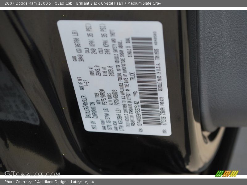 Brilliant Black Crystal Pearl / Medium Slate Gray 2007 Dodge Ram 1500 ST Quad Cab