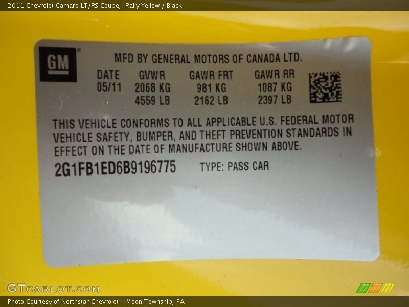 Rally Yellow / Black 2011 Chevrolet Camaro LT/RS Coupe