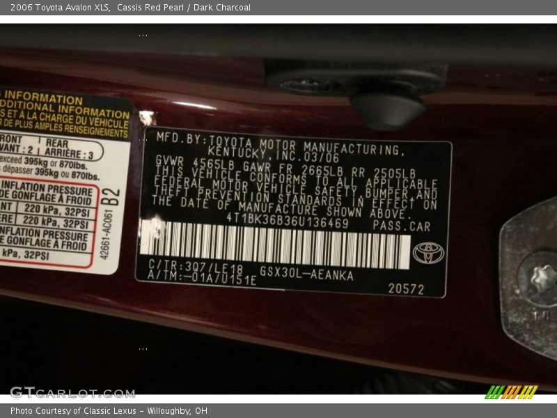 Cassis Red Pearl / Dark Charcoal 2006 Toyota Avalon XLS