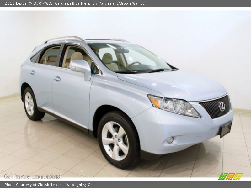 Cerulean Blue Metallic / Parchment/Brown Walnut 2010 Lexus RX 350 AWD
