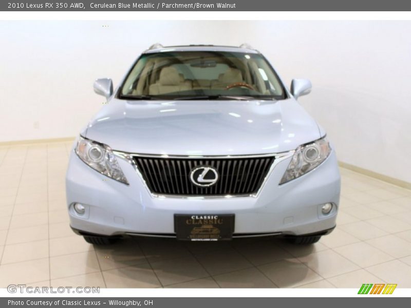 Cerulean Blue Metallic / Parchment/Brown Walnut 2010 Lexus RX 350 AWD