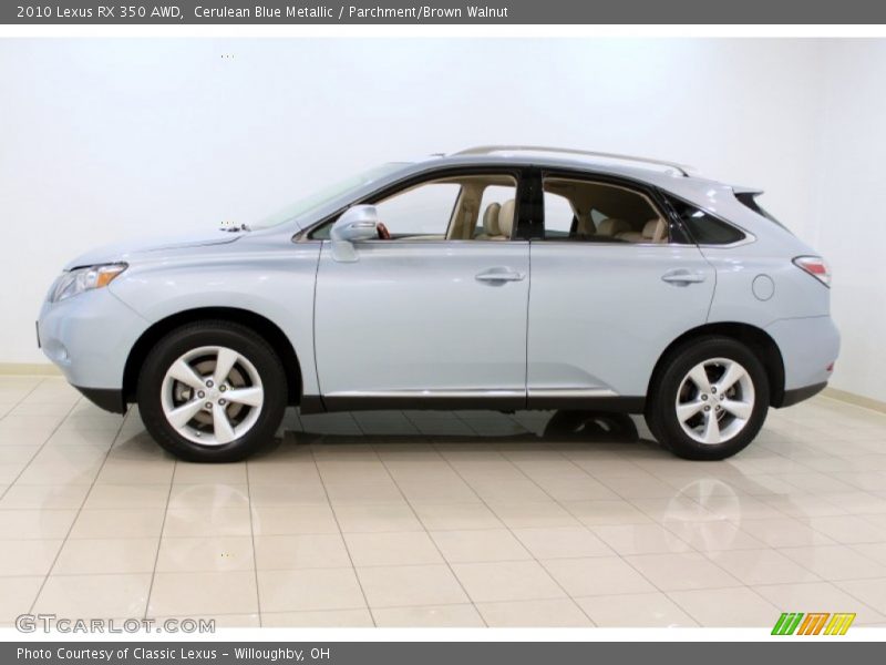 Cerulean Blue Metallic / Parchment/Brown Walnut 2010 Lexus RX 350 AWD
