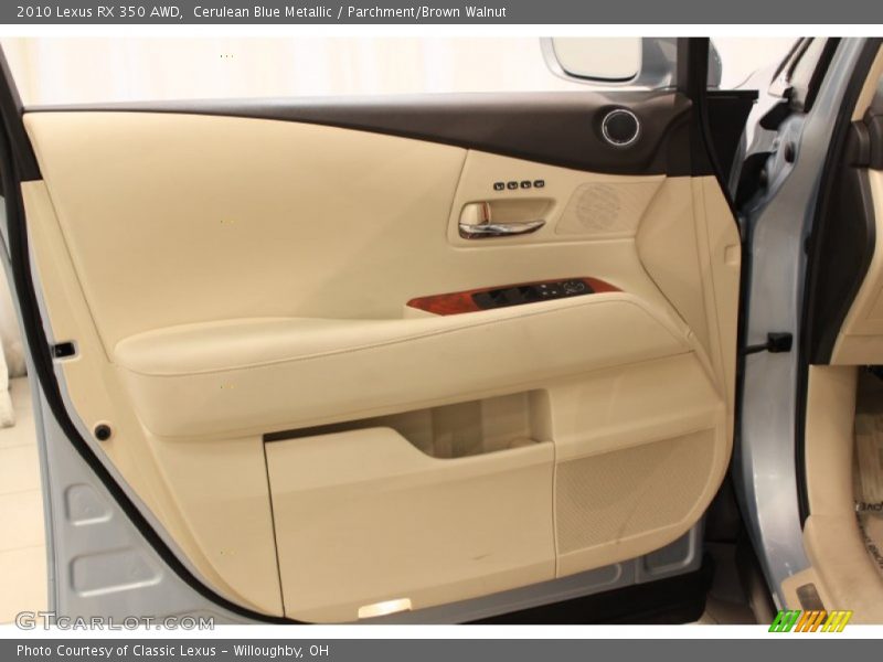 Cerulean Blue Metallic / Parchment/Brown Walnut 2010 Lexus RX 350 AWD