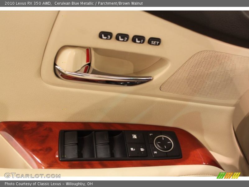 Cerulean Blue Metallic / Parchment/Brown Walnut 2010 Lexus RX 350 AWD
